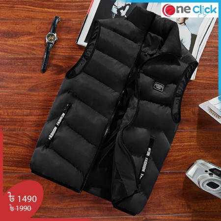 Sleeveless Warm Cotton Jackets -Black