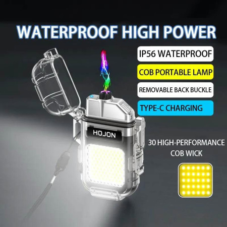 K33 BLUE Waterproof Electronic Arc Plasma Lighter with Flashlight